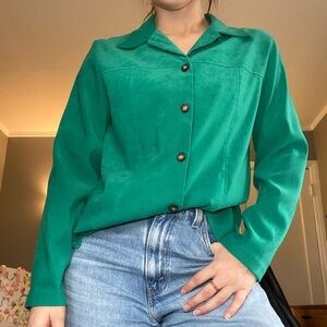 Sag Harbor Emerald Green Button-Up Blouse